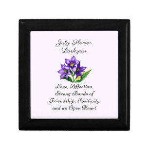 July Birth Month Flower Larkspur Floral Art Gift Box