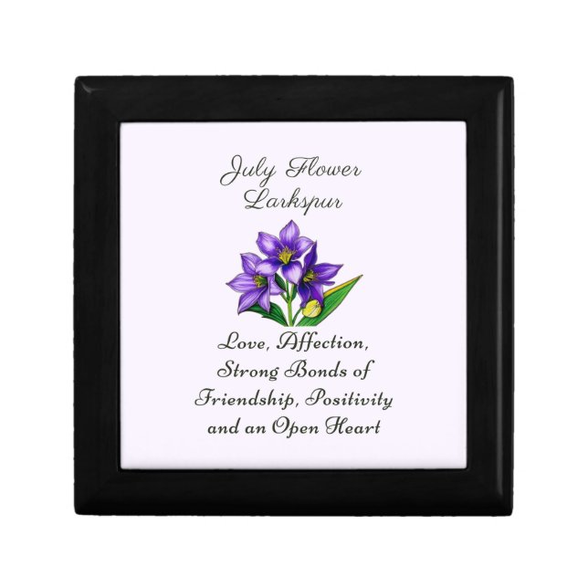 July Birth Month Flower Larkspur Floral Art Gift Box (Front)