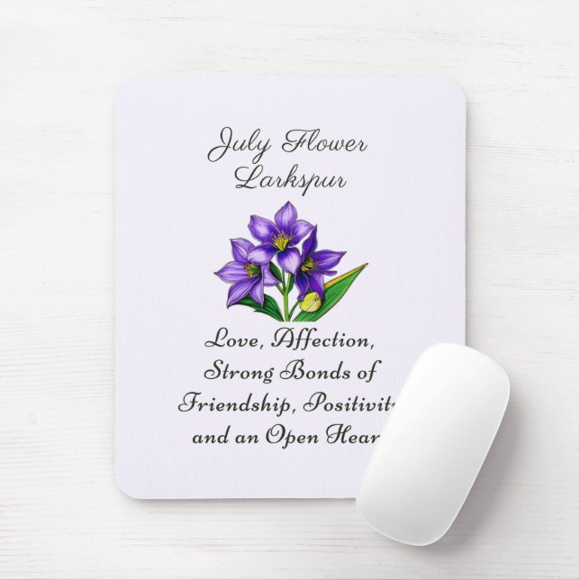July Birth Month Flower Larkspur Floral Art Mouse Pad (With Mouse)