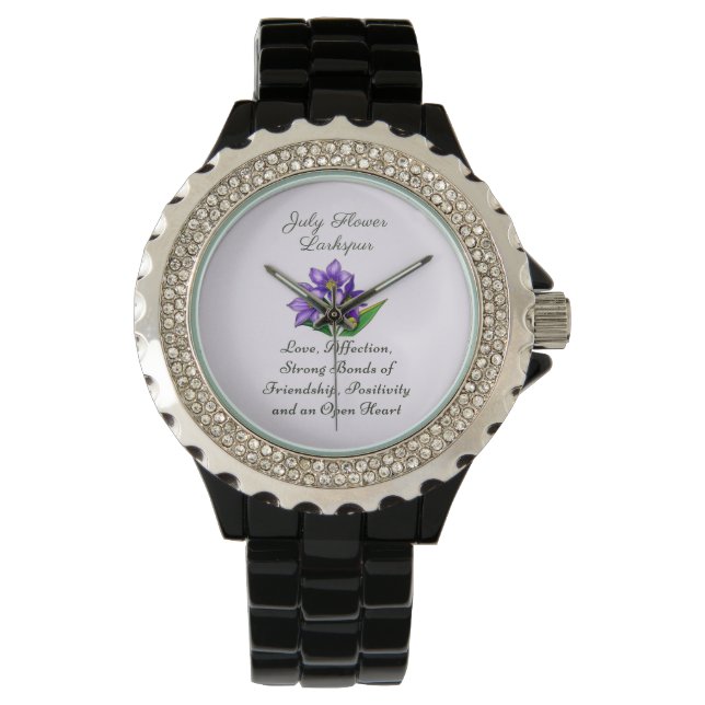 July Birth Month Flower Larkspur Floral Art Watch (Front)