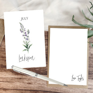 July Birth Month Flower Note Card