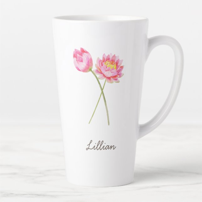 July Birth Month Flower Water Lily Latte Mug (Right)