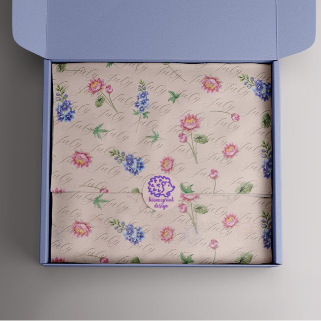 July Birth Month Flowers Larkspur Water Lily Tissue Paper (Creator Uploaded)