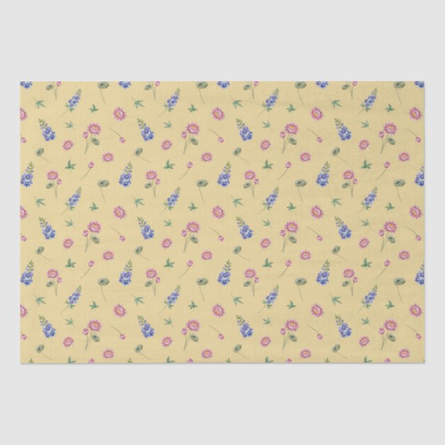 July Birth Month Flowers Larkspur Water Lily Tissue Paper (Front)