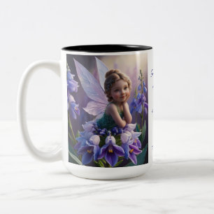 July Birth Month - Larkspur Flower Fairy -  Two-Tone Coffee Mug