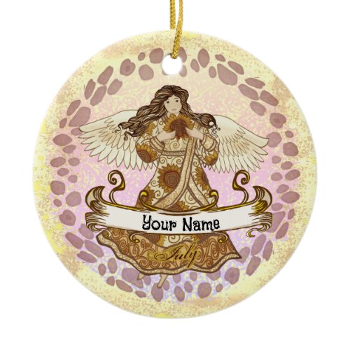 July Birthday Angel Ceramic Ornament