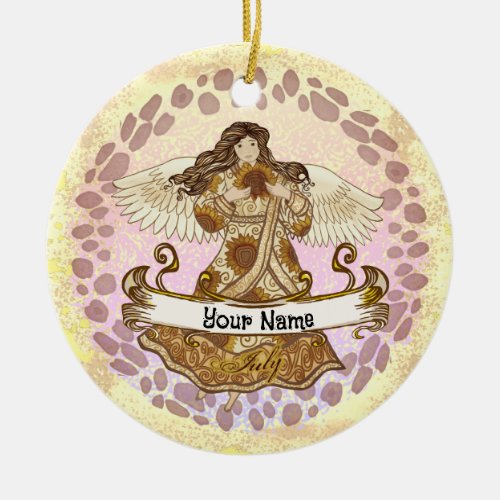 July Birthday Angel custom name Ornament