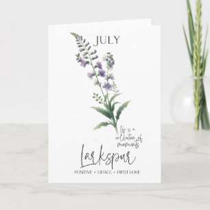 July Birthday Birth Month Flower Larkspur Card