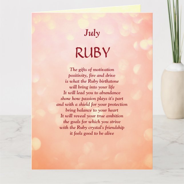 July birthday birthstone Ruby Greeting Card (Front)
