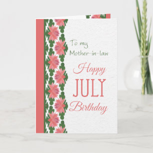 July Birthday Card for Mother-in-law, Water Lilies