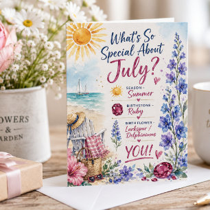 July Birthday Card July Birth Flower Birthstone
