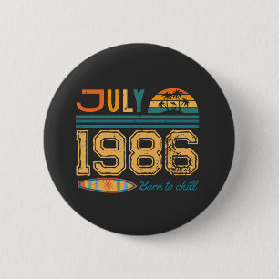 July  Birthday Custom Year  Button