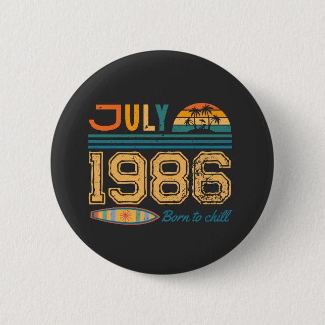 July  Birthday Custom Year  Button (Front)