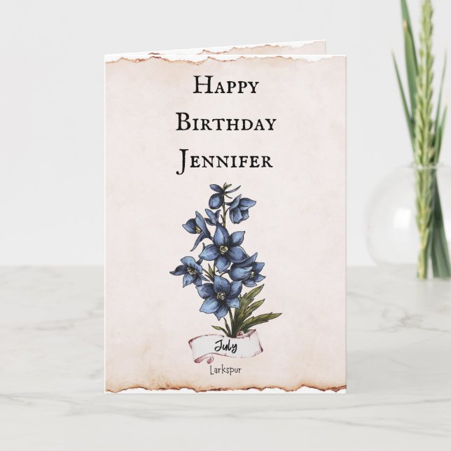 July Birthday Flower Card (Front)