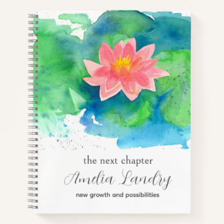 July Birthday Flower Journal Pink Waterlily Pond