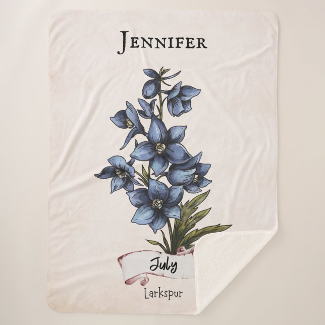 July Birthday Flower Sherpa Blanket (Front)