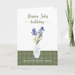 July Birthday Larkspur Birth Month Flower Card