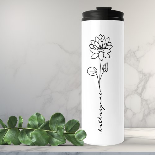 July Birthday Month Flower Waterlily  Thermal Tumbler