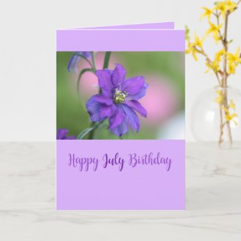 July Birthday Purple Larkspur Birth Month Flower Card by studioportosabbia at Zazzle