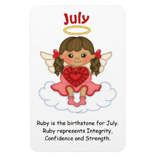July Birthstone Angel Brunette Premium Magnet