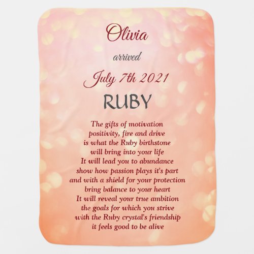 July Birthstone Ruby design Baby Blanket