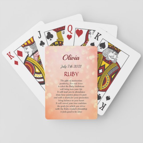 July Birthstone Ruby design Playing Cards