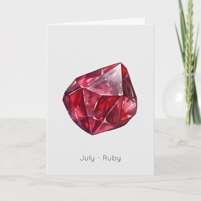 July Birthstone Ruby Happy Birthday Card (Front)