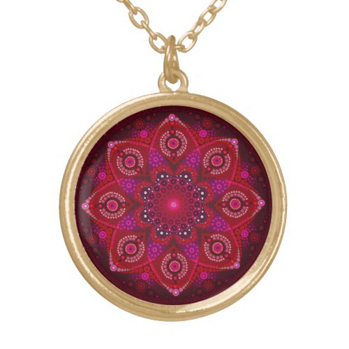 July Birthstone Ruby Mandala Necklace