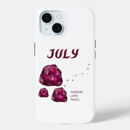 July Birthstone Ruby Red Color  iPhone 15 Case
