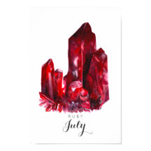 July Birthstone - Ruby Watercolor | Poster