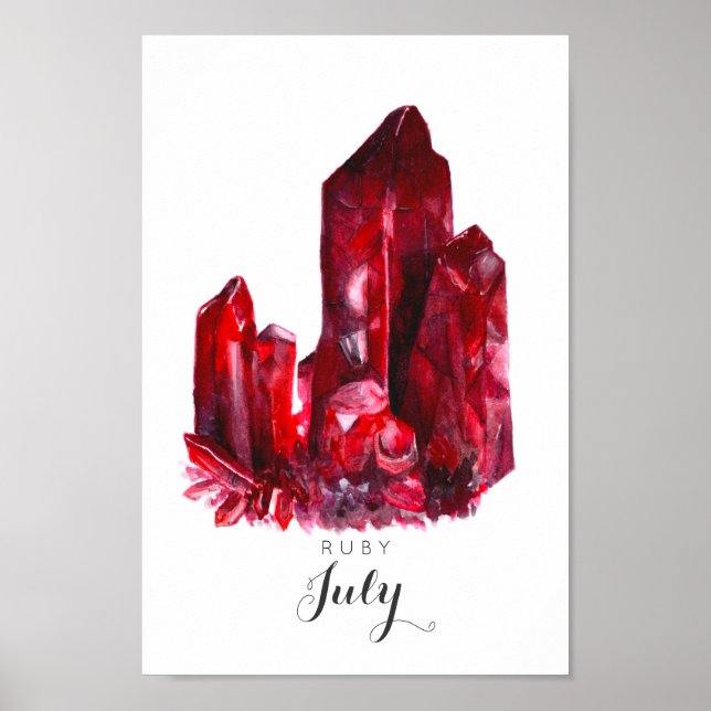 July Birthstone - Ruby Watercolor | Poster (Front)