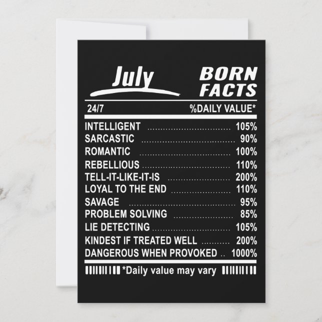 july born facts birthday t-shirts card (Front)