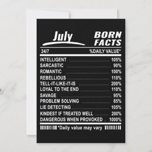 july born facts birthday t_shirts card