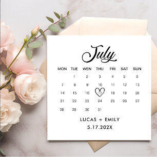 July Calendar Dark Black Wedding Napkins