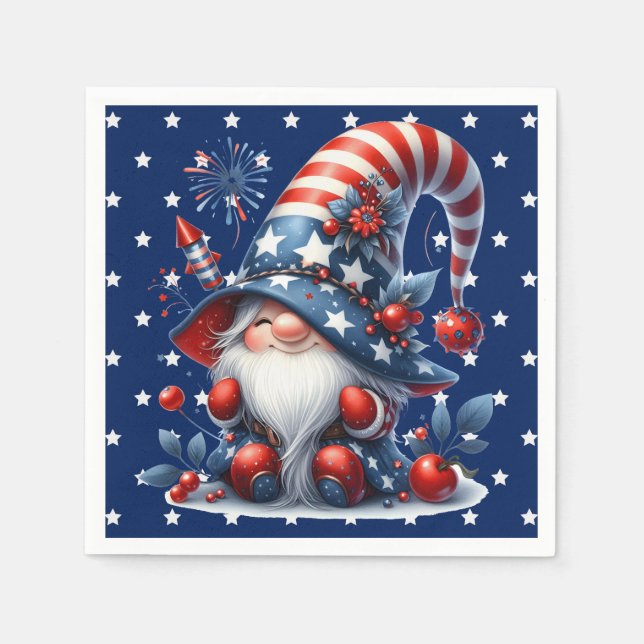 July Celebration Gnome Napkins (Front)