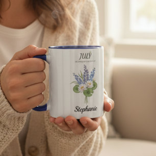 July Delphinium Water Lily Birth Month Grandma Mug
