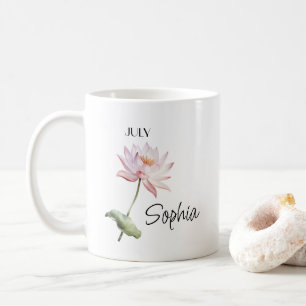 July Flower Personalized Coffee Mug