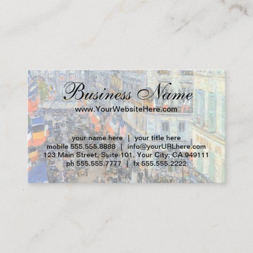 July Fourteenth Rue Daunou by Childe Hassam Business Card