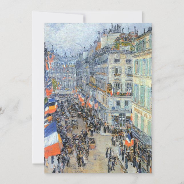 July Fourteenth, Rue Daunou by Childe Hassam Card (Front)