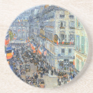 July Fourteenth, Rue Daunou by Childe Hassam Drink Coaster