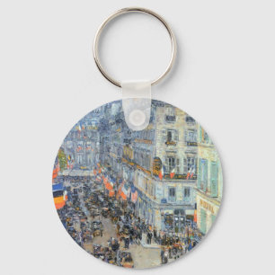 July Fourteenth, Rue Daunou by Childe Hassam Keychain