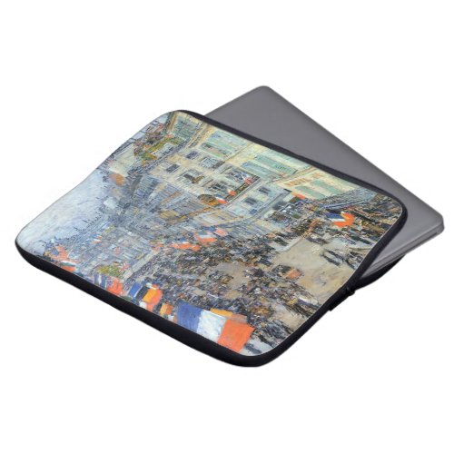 July Fourteenth Rue Daunou by Childe Hassam Laptop Sleeve