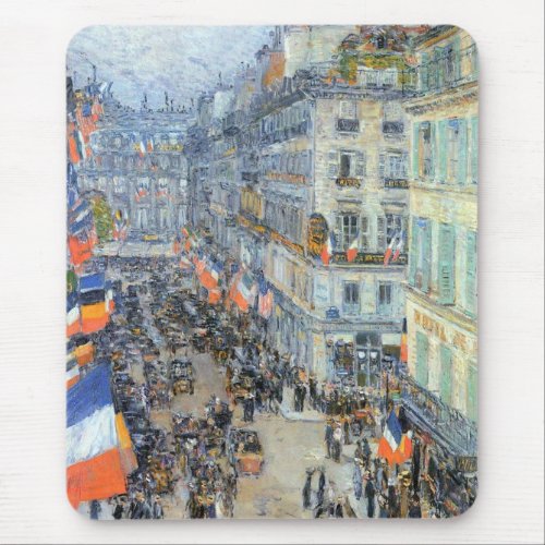 July Fourteenth Rue Daunou by Childe Hassam Mouse Pad