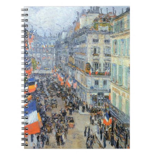 July Fourteenth Rue Daunou by Childe Hassam Notebook