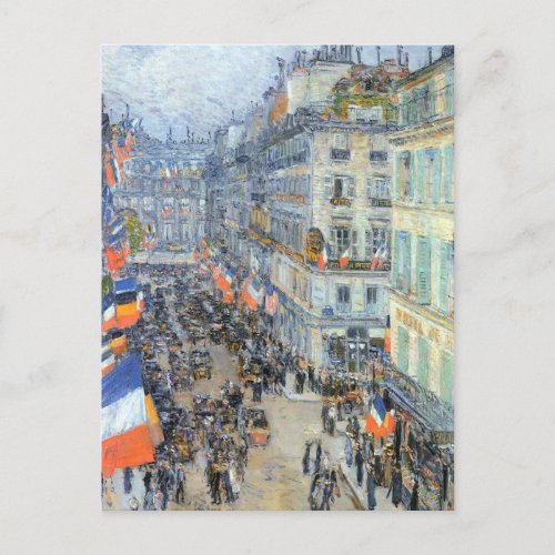 July Fourteenth Rue Daunou by Childe Hassam Postcard