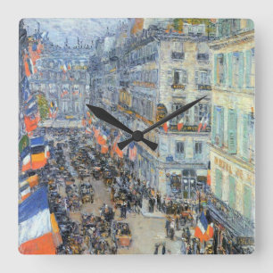July Fourteenth, Rue Daunou by Childe Hassam Square Wall Clock