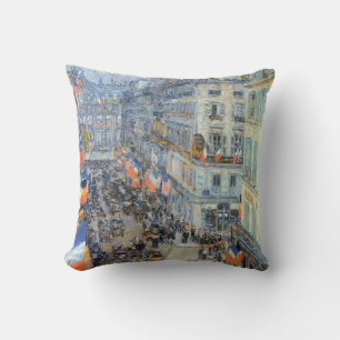 July Fourteenth, Rue Daunou by Childe Hassam Throw Pillow