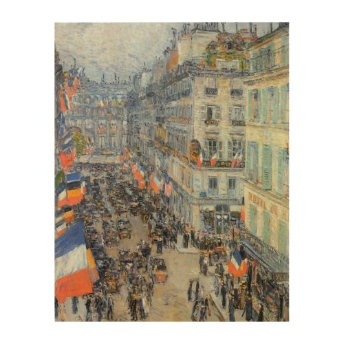 July Fourteenth Rue Daunou by Childe Hassam Wood Wall Decor