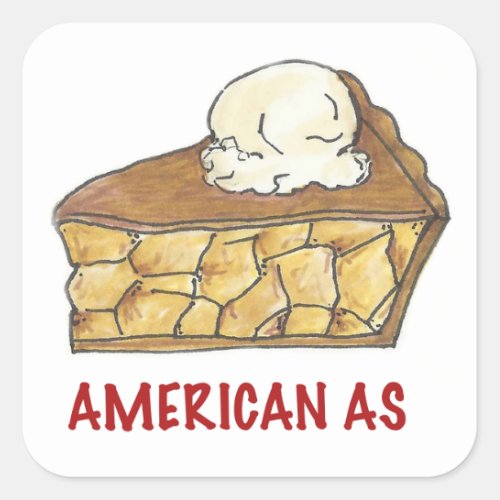 July Fourth 4th American As Apple Pie Slice USA Square Sticker