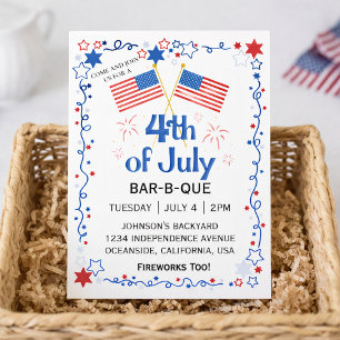 July Fourth American Flag BBQ Fireworks Holiday Postcard